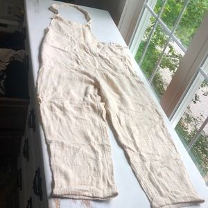 Free people cream overalls with pockets